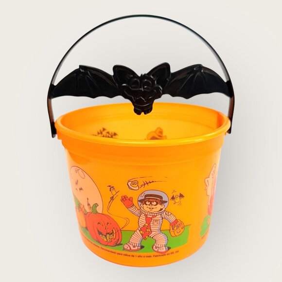 Vintage 2001 McDonalds Happy Meal Orange Halloween Boo Bucket Bat Handle - Picture 3 of 6